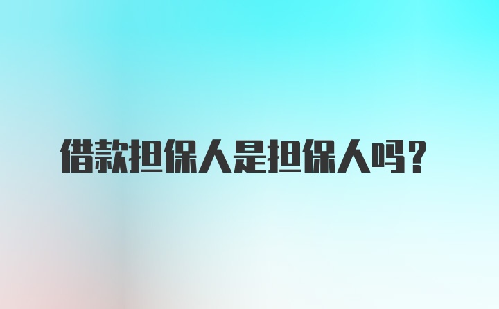 借款担保人是担保人吗?