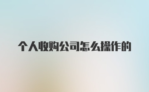 个人收购公司怎么操作的