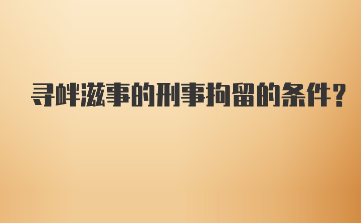 寻衅滋事的刑事拘留的条件？