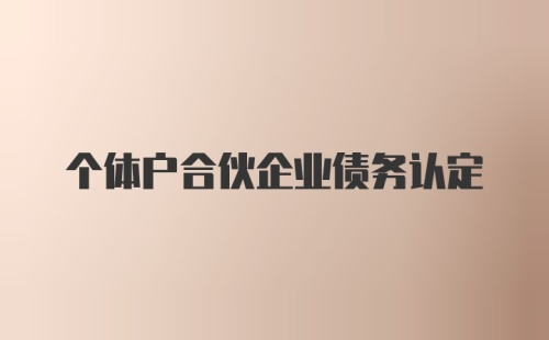 个体户合伙企业债务认定