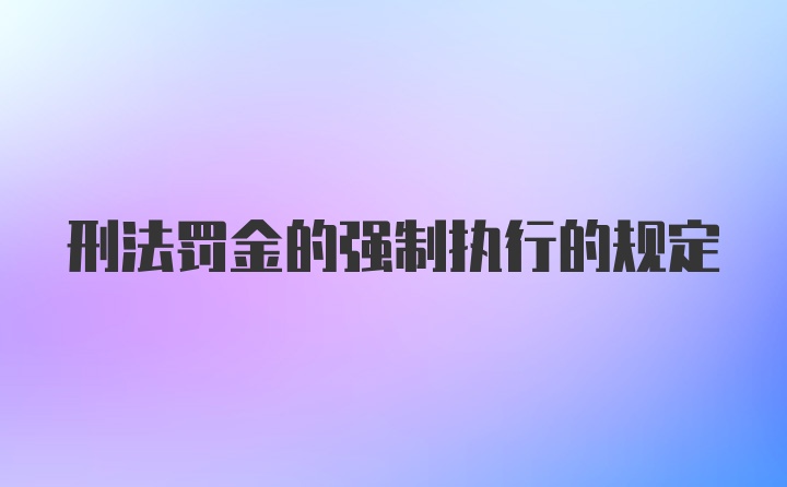 刑法罚金的强制执行的规定