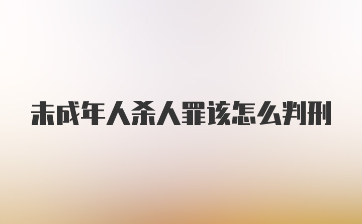 未成年人杀人罪该怎么判刑