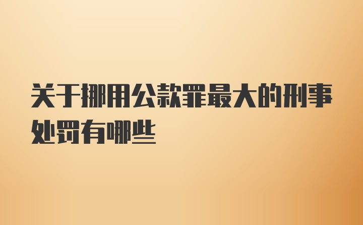 关于挪用公款罪最大的刑事处罚有哪些