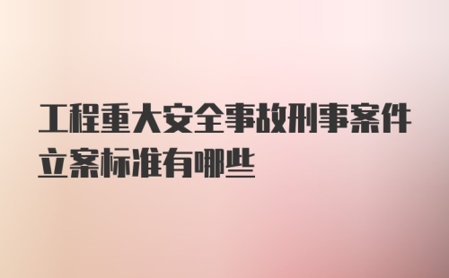 工程重大安全事故刑事案件立案标准有哪些