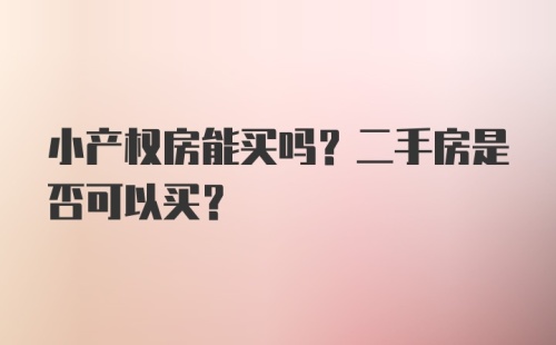 小产权房能买吗？二手房是否可以买？