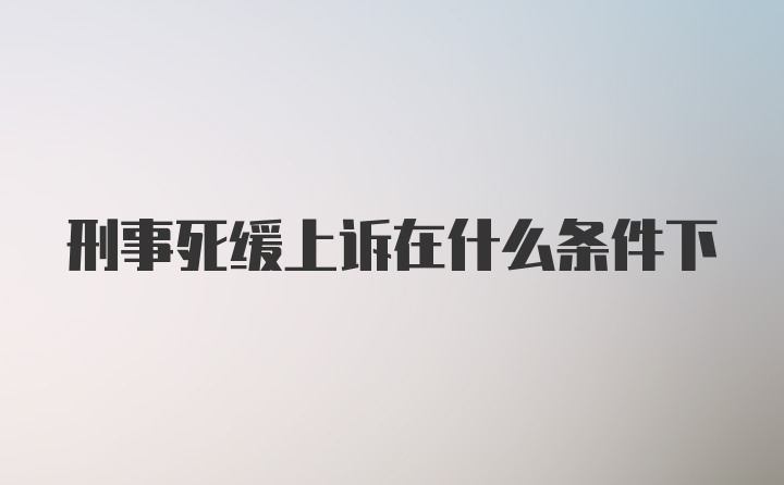 刑事死缓上诉在什么条件下