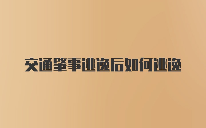 交通肇事逃逸后如何逃逸