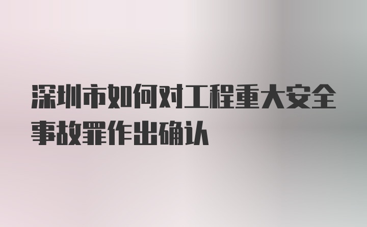 深圳市如何对工程重大安全事故罪作出确认