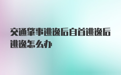 交通肇事逃逸后自首逃逸后逃逸怎么办