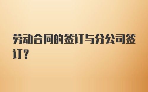 劳动合同的签订与分公司签订?