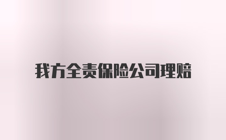 我方全责保险公司理赔