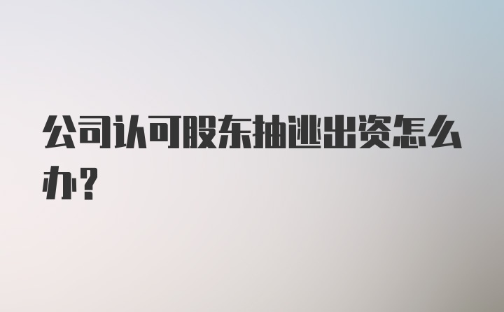 公司认可股东抽逃出资怎么办？