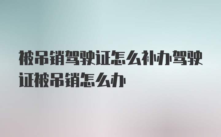 被吊销驾驶证怎么补办驾驶证被吊销怎么办