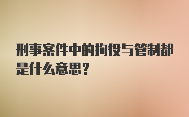 刑事案件中的拘役与管制都是什么意思？