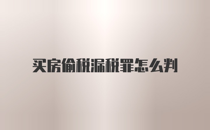 买房偷税漏税罪怎么判