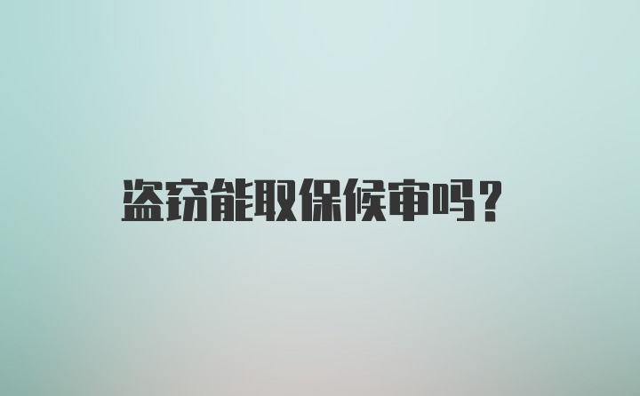 盗窃能取保候审吗？