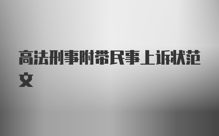 高法刑事附带民事上诉状范文