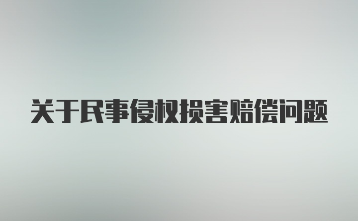 关于民事侵权损害赔偿问题