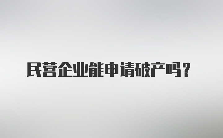 民营企业能申请破产吗?