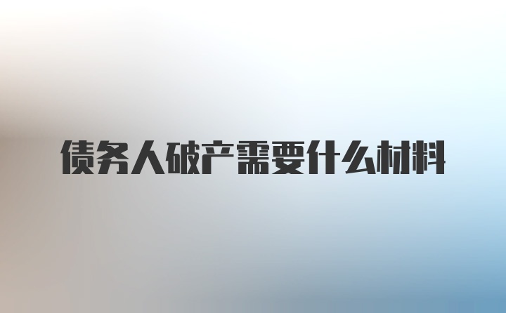 债务人破产需要什么材料