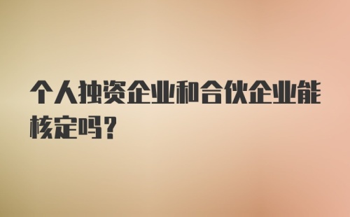 个人独资企业和合伙企业能核定吗？