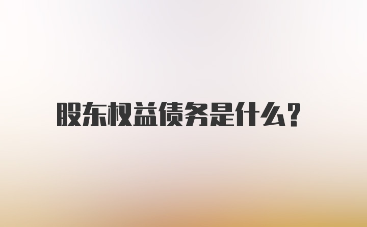 股东权益债务是什么?