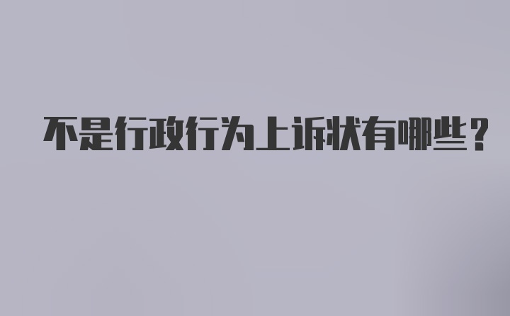 不是行政行为上诉状有哪些？