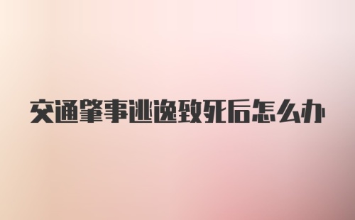 交通肇事逃逸致死后怎么办