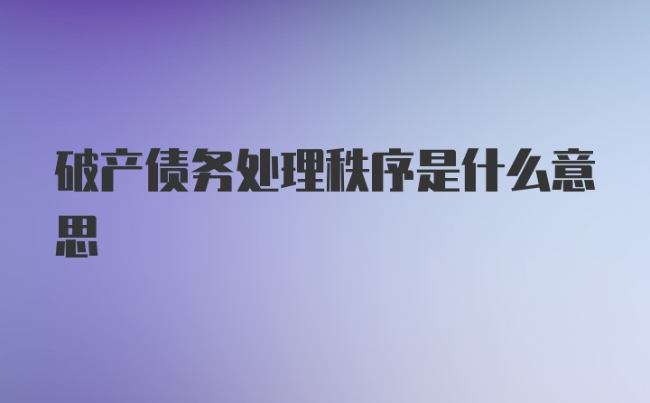 破产债务处理秩序是什么意思