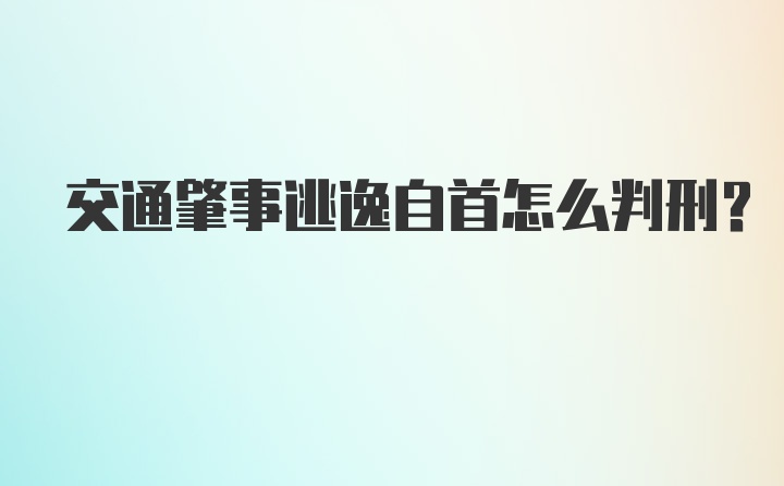 交通肇事逃逸自首怎么判刑?