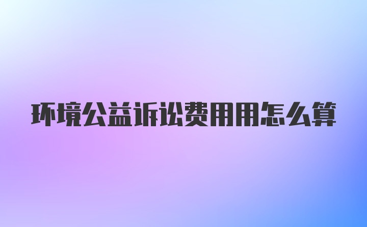 环境公益诉讼费用用怎么算