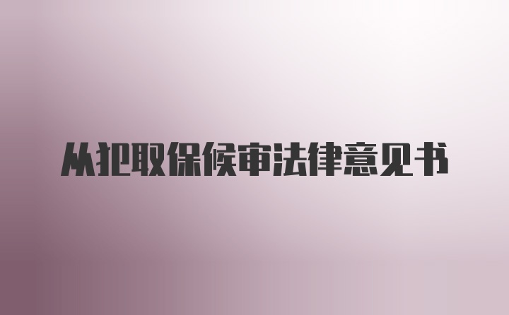 从犯取保候审法律意见书