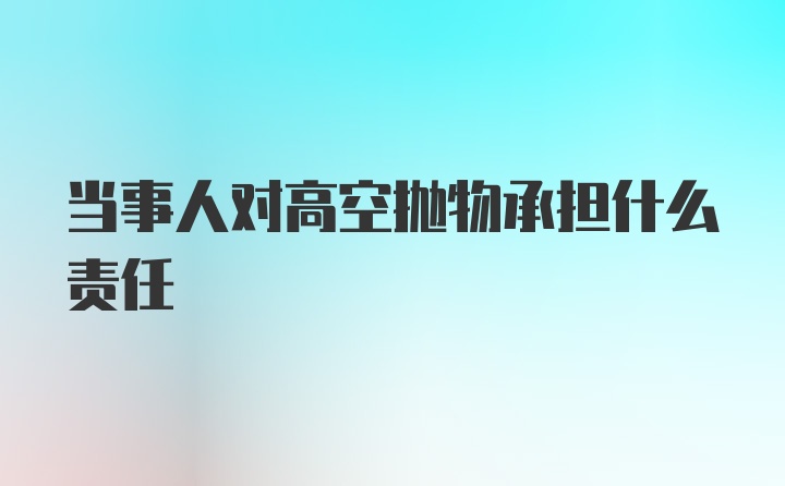 当事人对高空抛物承担什么责任