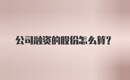 公司融资的股份怎么算？