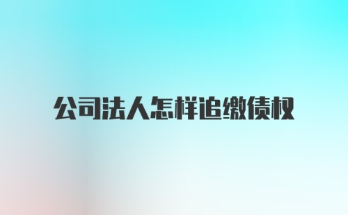 公司法人怎样追缴债权