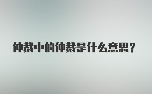 仲裁中的仲裁是什么意思？