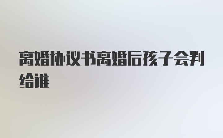 离婚协议书离婚后孩子会判给谁