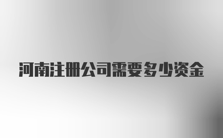 河南注册公司需要多少资金