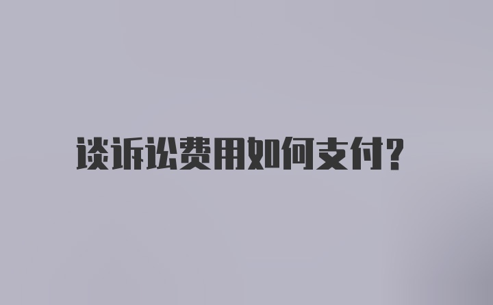 谈诉讼费用如何支付？