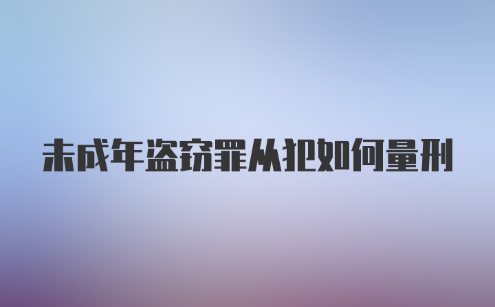 未成年盗窃罪从犯如何量刑