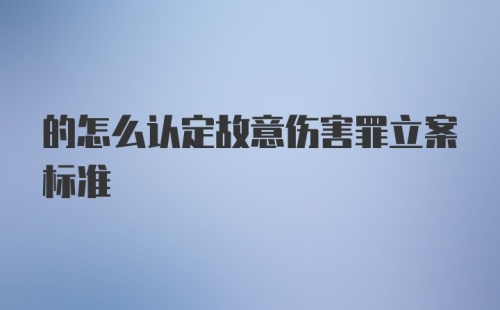 的怎么认定故意伤害罪立案标准