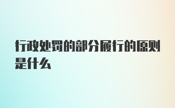 行政处罚的部分履行的原则是什么