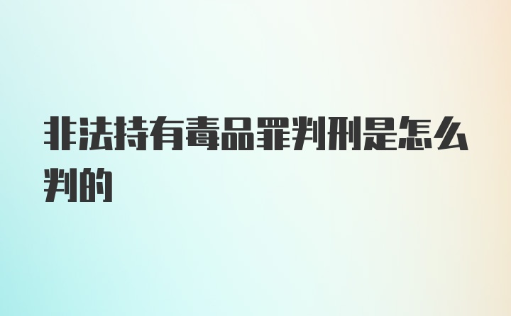 非法持有毒品罪判刑是怎么判的