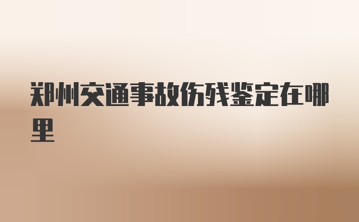 郑州交通事故伤残鉴定在哪里