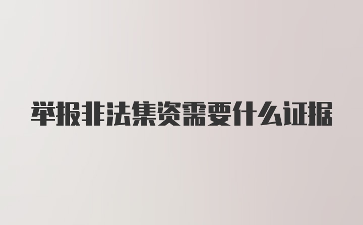 举报非法集资需要什么证据