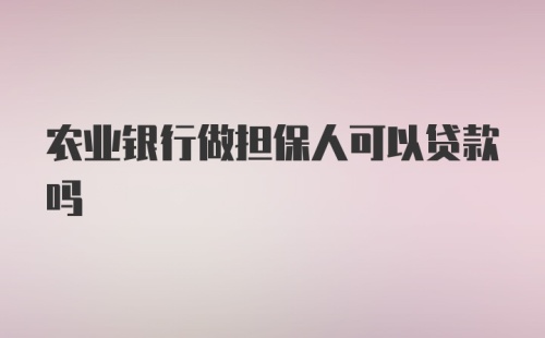 农业银行做担保人可以贷款吗