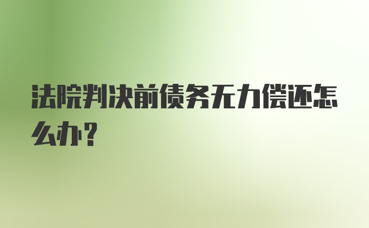 法院判决前债务无力偿还怎么办？