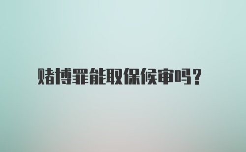 赌博罪能取保候审吗？