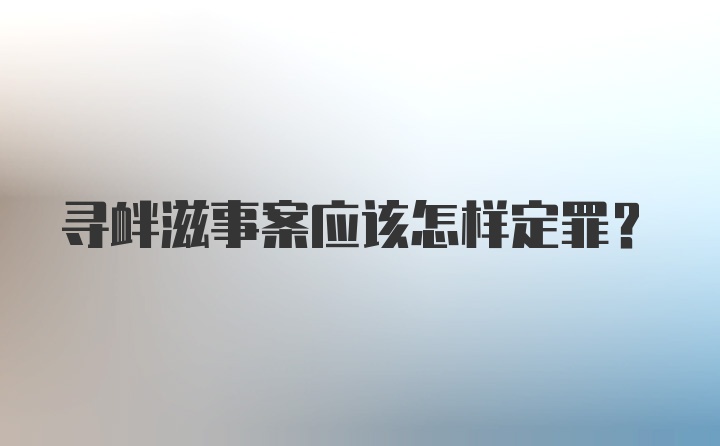 寻衅滋事案应该怎样定罪？