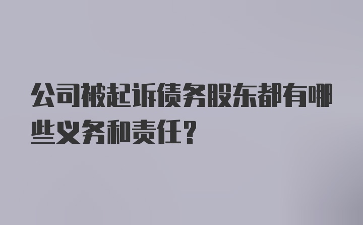 公司被起诉债务股东都有哪些义务和责任？